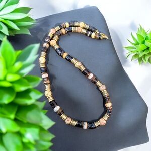 Elegant Black and Gold Beaded Necklace